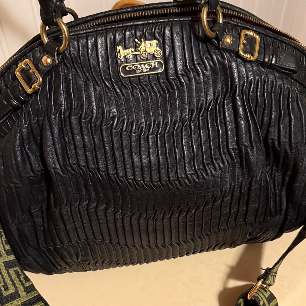 Coach Black Gathered Leather  Bag